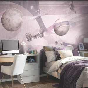 MALUMI - TAPETA DLA DZIECKA GALAKTYKA SPACE ZONE LAVENDER