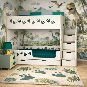 NO LIMITS DESIGN - ŁÓŻKO PIĘTROWE ZE SCHODKAMI DINO BIAŁE