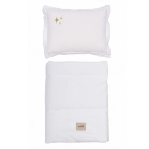 MALOMI KIDS - POŚCIEL WASHED COTTON Z WYPEŁNIENIEM STARS ECRU