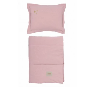 MALOMI KIDS - POŚCIEL WASHED COTTON Z WYPEŁNIENIEM STARS PINK