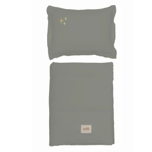 MALOMI KIDS - POŚCIEL WASHED COTTON Z WYPEŁNIENIEM STARS FOREST GREEN