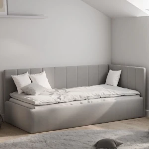 ŁÓŻKO TAPICEROWANE DLA DZIECKA RIDER Z PODNOSZONYM STELAŻEM I POJEMNIKIEM