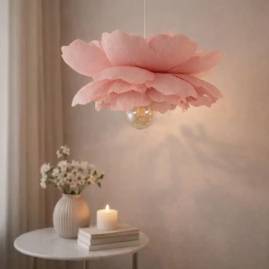 Lampa kwiat Peonia jasno różowa – lampa sufitowa do pokoju dziewczynki