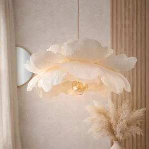 Lampa sufitowa do pokoju dziewczynki kremowa Peonia średnica 60-70 cm