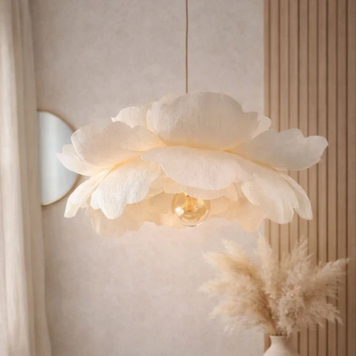 Lampa sufitowa do pokoju dziewczynki kremowa Peonia średnica 60-70 cm