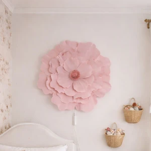 Lampa ścienna Kwiat Peonia jasny róż – lampka nocna do pokoju dziecka