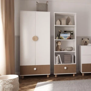 Szafa dwudrzwiowa z szufladą Loft biel/natura