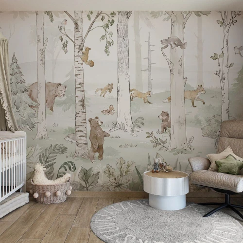 tapeta dziecięca Hello Teddy Green – leśne zwierzęta