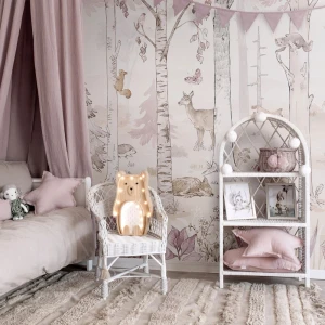MALUMI - MURAL HELLO RABBIT PINK TAPETA LEŚNA DLA DZIECKA