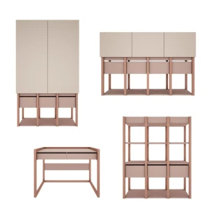 WOOD LUCK DESIGN - ZESTAW MEBLI DZIECIĘCYCH TWEENS KORAL/RÓŻ