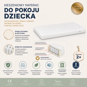 Materac kieszeniowy dziecięcy 90x200 cm HEVEA Junior Box