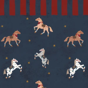 Tapeta Konie Spanish Horses with Border Red – Dekornik