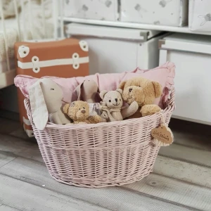 Różowy Owalny Kosz Wiklinowy do Pokoju Dziecka