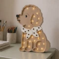 Lampka nocna Pudel Lotta Little Lights w kolorze beżowym z apaszką w czekoladowe serduszka