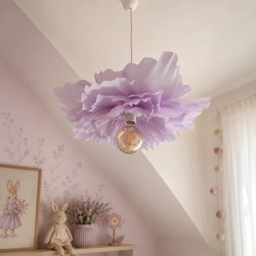Fioletowa lampa sufitowa Peonia w kształcie kwiatu do pokoju dziewczynki