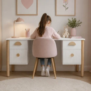 Biurko z czterema szufladami Loft Białe