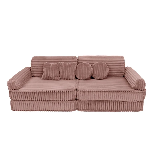 Sztruksowa Sofa Dziecięca Premium Churros Ruby Chocolate Pink