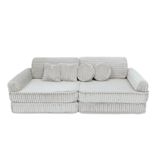 Sztruksowa Sofa Dziecięca Premium Churros Cotton Candy White