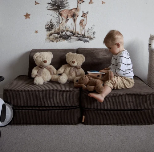 Sofa dla dziecka Pocket Basic Aesthetic Brązowa - Meow Baby