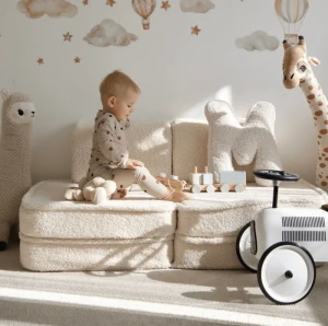 Sofa dla dziecka Pocket Basic Bearly Kremowa - Meow Baby