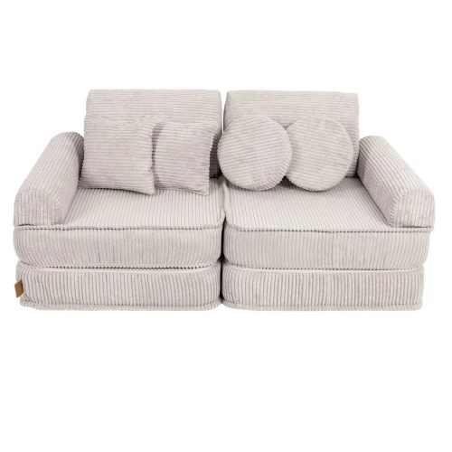 Sztruksowa sofa dziecięca Pocket Plus Aesthetic Ecru Meow Baby