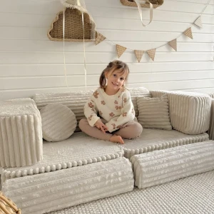 Sztruksowa Sofa Pocket Plus Churros Cotton Candy White - Meow Baby