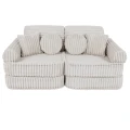 Biała sofa dziecięca z grubego sztruksu Churros Meow Baby