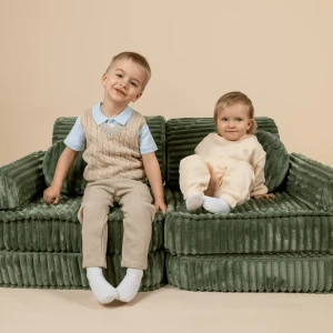 Sztruksowa Sofa Pocket Plus Churros Olive Sage Green - Meow Baby
