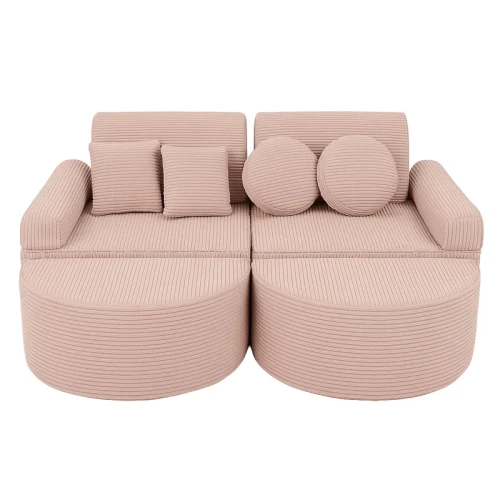 różowa sztruksowa sofa piankowa maxi do pokoju dziewczynki