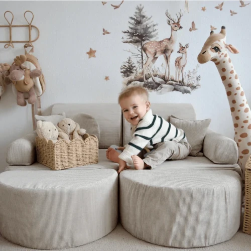 szara sofa do pokoju dziecka modułowa sztruksowa