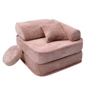 Sztruksowy fotel dla dziecka 60 cm Aesthetic Pudrowy Róż - Meow Baby