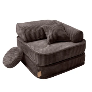 Sztruksowy fotel dla dziecka 60 cm Aesthetic Brązowy - Meow Baby 