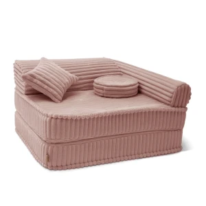 Sztruksowy fotel dla dziecka 80 cm Churros Ruby Chocolate Pink - Meow Baby