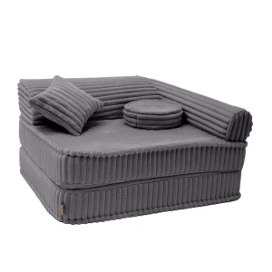 Sztruksowy fotel dla dziecka 80 cm Churros Jurassic Grey - Meow Baby 