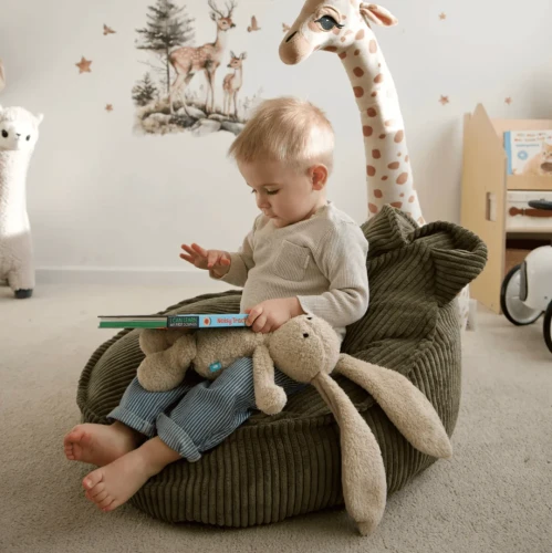 Pufa dla dziecka Sako Bag Teddy Aesthetic Khaki - Meow Baby