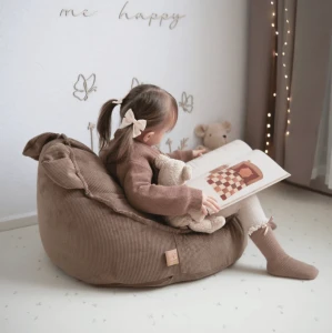 Pufa dla dziecka Sako Bag Teddy Slimcord Brązowa - Meow Baby
