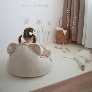 Pufa dla dziecka Sako Bag Teddy Slimcord Szara - Meow Baby