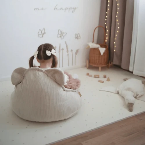 Pufa dla dziecka Sako Bag Teddy Slimcord Szara - Meow Baby