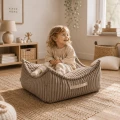 Kwadratowa pufa dziecięca sztruks Churros Pebble Beige - Meow Baby