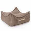 Kwadratowa pufa dziecięca sztruks Churros Pebble Beige