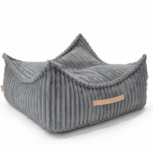 Kwadratowa pufa dziecięca sztruks Churros Moon Dust Grey - Meow Baby
