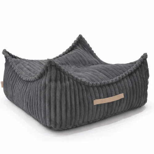 Kwadratowa pufa dziecięca sztruks Churros Jurassic Grey - Meow Baby