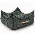 Kwadratowa pufa dziecięca sztruks Churros Pine Forest Green - Meow Baby