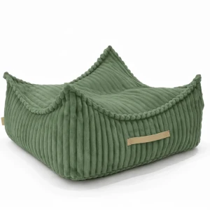 Kwadratowa pufa dziecięca sztruks Churros Olive Sage Green - Meow Baby