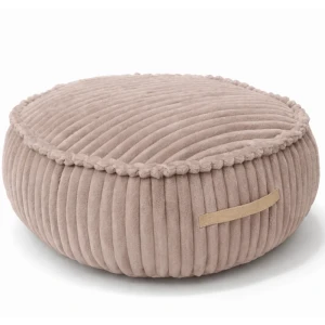 Okrągła sztruksowa pufa dziecięca Churros Pebble Beige - Meow Baby