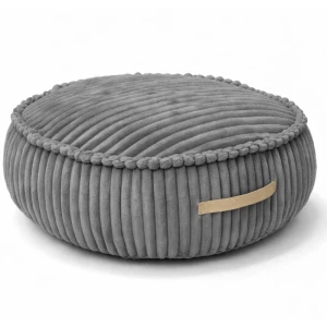 Okrągła sztruksowa pufa dziecięca Churros Moon Dust Grey - Meow Baby