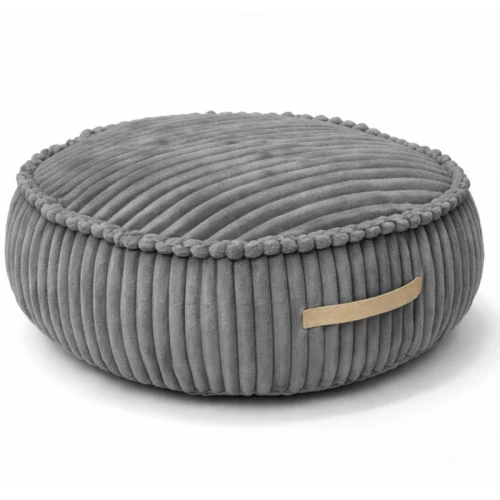 Okrągła sztruksowa pufa dziecięca Churros Moon Dust Grey - Meow Baby