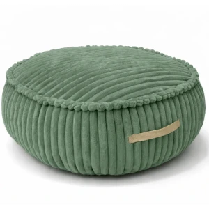 Okrągła sztruksowa pufa dziecięca Churros Olive Sage Green - Meow Baby