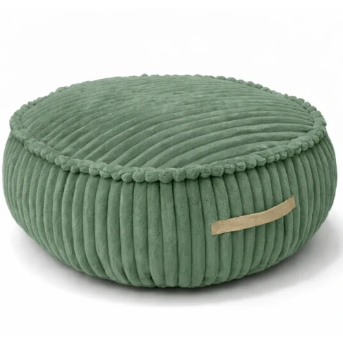 Okrągła sztruksowa pufa dziecięca Churros Olive Sage Green - Meow Baby