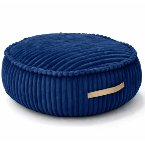 Okrągła sztruksowa pufa dziecięca Churros Midnight Blue - Meow Baby